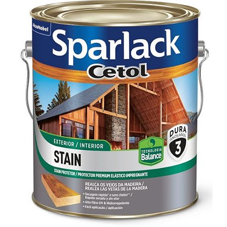 Verniz Sparlack Stain Plus Acetinado Base Água Natural 3,6 Litros