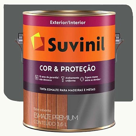 Tinta Esmalte Suvinil Cor & Proteção Brilhante Cinza Escuro 3,6 Litros