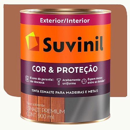 Tinta Esmalte Suvinil Cor & Proteção Brilhante Marrom Conhaque 0,9 Litros