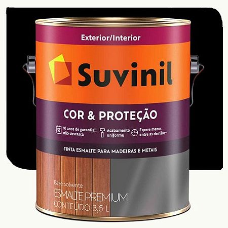 Tinta Esmalte Suvinil Cor & Proteção Fosco Preto 3,6 Litros