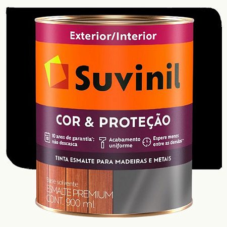 Tinta Esmalte Suvinil Cor & Proteção Fosco Preto 0,9 Litros