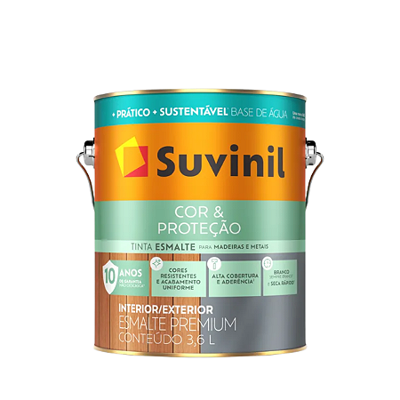Tinta Esmalte Suvinil Base Água Cor e Proteção Acetinado Branco 3,6L