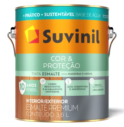 Tinta Esmalte Suvinil Seca Rápido Base Água Brilhante Marfim 3,6 Litros