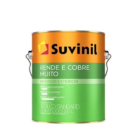Tinta Acrílica Suvinil Rende Cobre Muito Fosco Branco 3,6 Litros