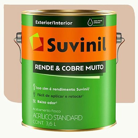 Tinta Acrílica Suvinil Rende Cobre Muito Fosco Areia 3,6 Litros