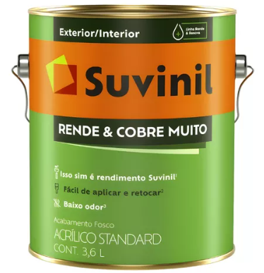Tinta Acrílica Suvinil Rende Cobre Muito Fosco Pêssego 3,6 Litros
