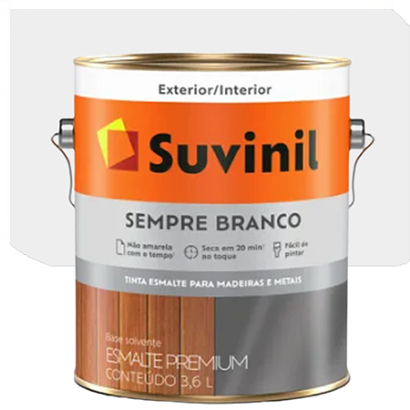 Tinta Esmalte Suvinil Sempre Branco Acetinado Branco 3,6 Litros