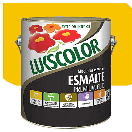 Tinta Esmalte Lukscolor Luks Brilhante Amarelo 3,6 Litros