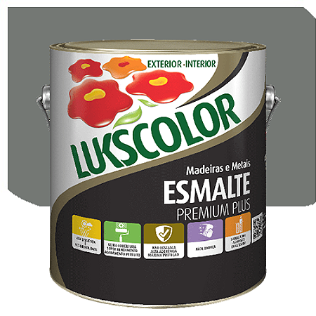 Tinta Esmalte Lukscolor Luks Brilhante Cinza Chassi 3,6 Litros