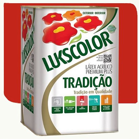 Tinta Látex Acrílico Lukscolor Tradição Fosco Vermelho 18 Litros