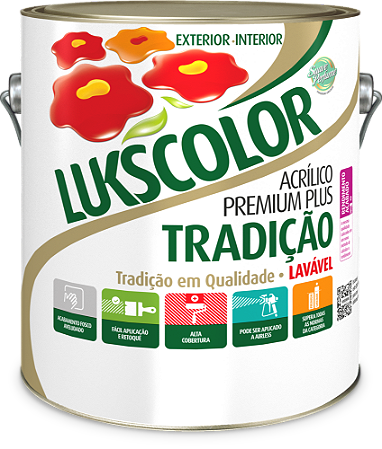 Tinta Látex Acrílico Lukscolor Tradição Fosco Crômio 3,6 Litros
