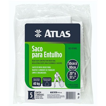 Saco Para Entulho Atlas 40 Kg com 5 unidades