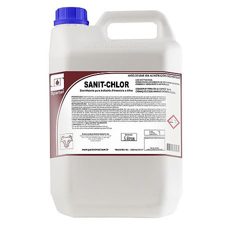 Kit Com 2 Sanit-Chlor Desinfetante Para Industrias Alimentícias 5 Litros Spartan