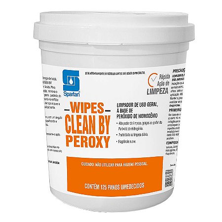 Wipes Clean By Peroxy 125 Panos Umedecidos com Limpador de Uso Geral