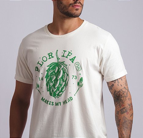 Camiseta Flor Ipa makes my head Areia