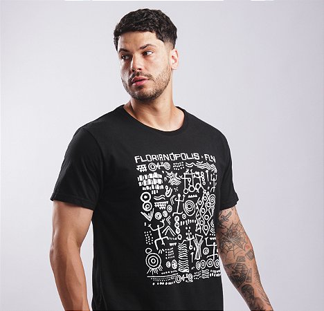 Camiseta Mosaico Rupestre Preta