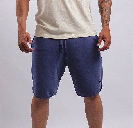 Bermuda de Moletom Logo FLN com Viés Azul