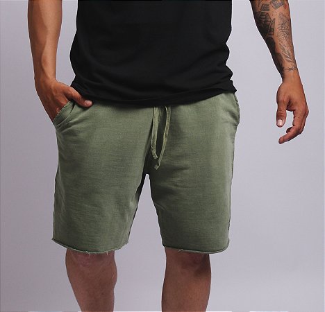 Bermuda de Moletom Logo FLN Corte a Fio Verde