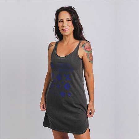 Vestido Regata Floripa Flowers Grafite