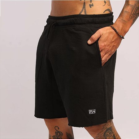 Bermuda de Moletom Logo FLN Preta