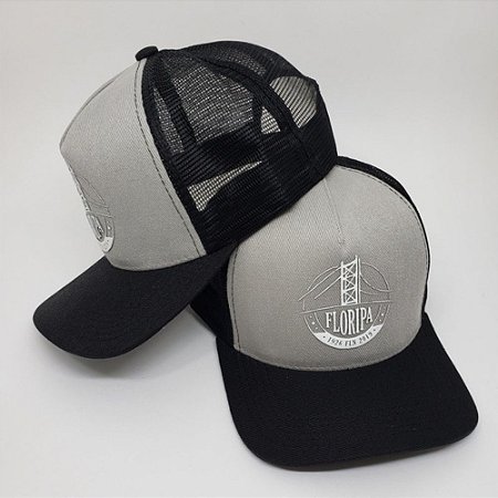 Boné FLN Trucker Cinza Ponte Hercilio Luz