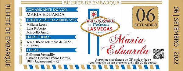 Convite Digital Virtual 15 anos Passaporte Las Vegas