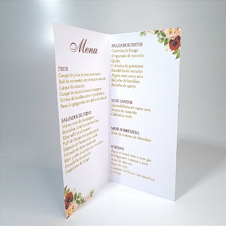 Menu Cardápio Fosco - Casamento Casamento e 15 anos