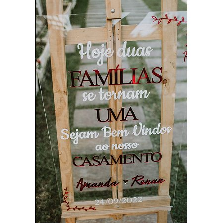 Placa Decorativa Casamento Recepção Entrada em Acrílico MOD 012