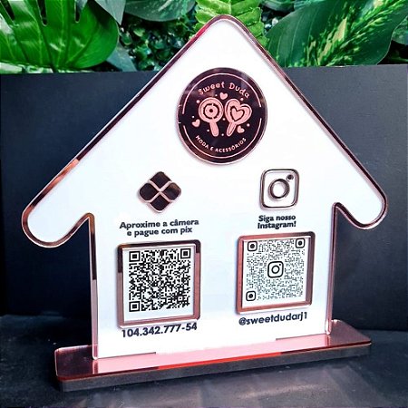 Placa Casinha Pix e Instagram QR Code