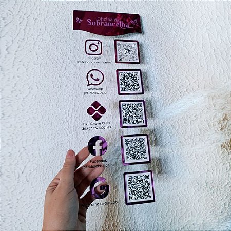 Placa PIX com 5 Qr Code - MOD Vertical