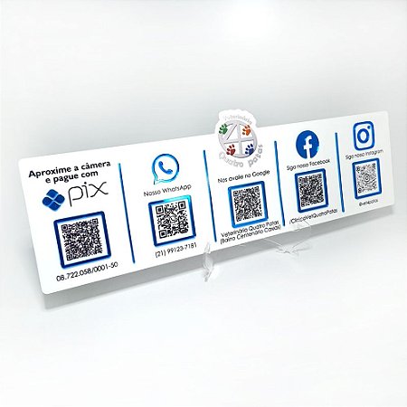 Placa PIX com 5 Qr Code - MOD Horizontal