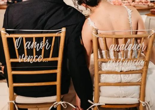 Placa Casamento da Cadeira dos Noivos com Acrílico - O Par - MOD 009