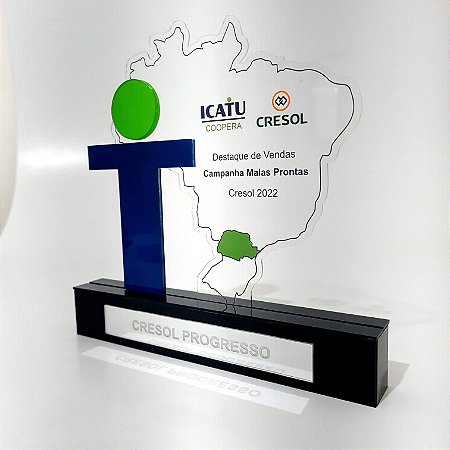 Troféu de Homenagem Premiação Empresa em Acrílico