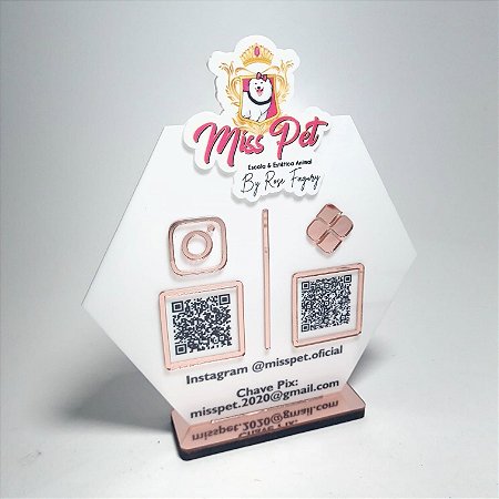 Placa PIX e Instagram QR Code Hexagonal com Logotipo