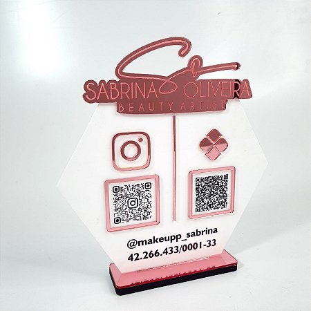 Placa PIX e Instagram QR Code Hexagonal com Logotipo