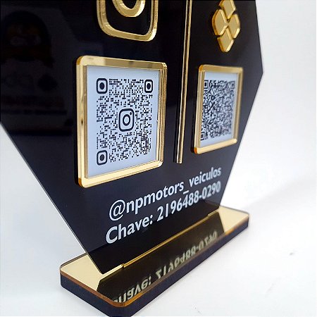 Placa PIX e Instagram QR Code Hexagonal com Logotipo