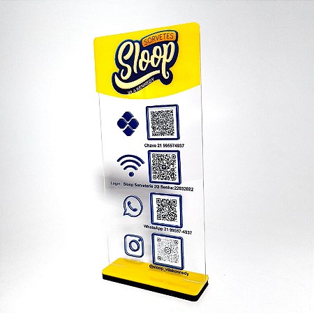 Placa PIX com 4 Qr Code - MOD Vertical