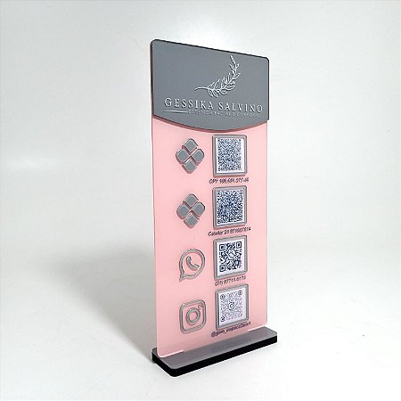 Placa PIX com 4 Qr Code - MOD Vertical