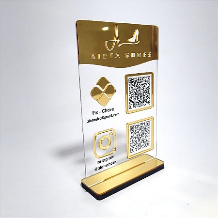 Placa PIX QR Code e Instagram com Logotipo