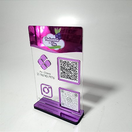 Placa PIX QR Code e Instagram com Logotipo