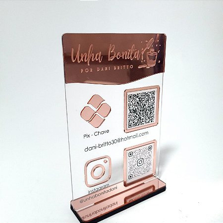 Placa PIX QR Code e Instagram com Logotipo