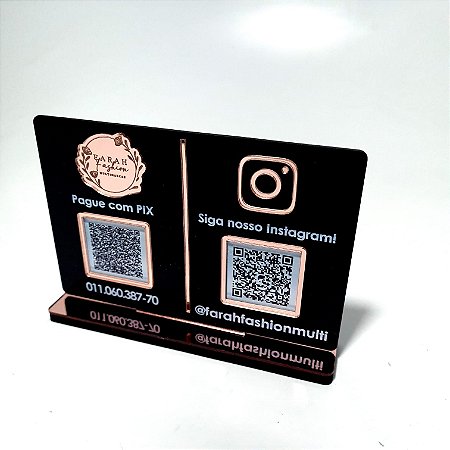 Placa PIX e Instagram QR Code com Logotipo