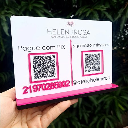 Placa PIX e Instagram QR Code com Logotipo