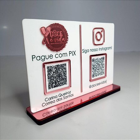 Placa PIX e Instagram QR Code com Logotipo