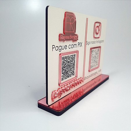 Placa PIX e Instagram QR Code com Logotipo