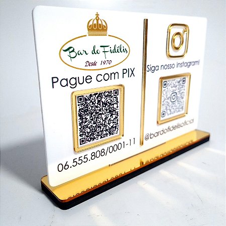 Placa PIX e Instagram QR Code com Logotipo