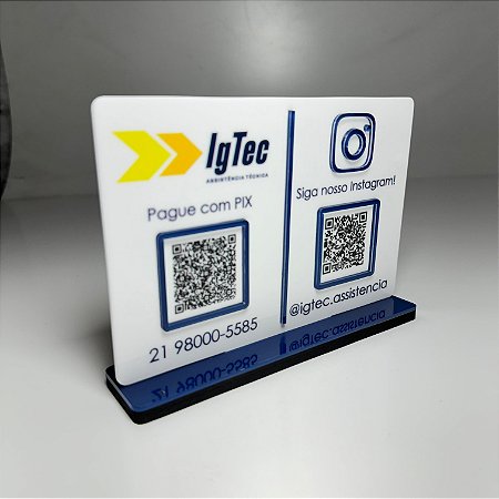 Placa PIX e Instagram QR Code com Logotipo