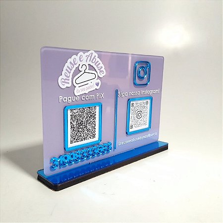 Placa PIX e Instagram QR Code com Logotipo