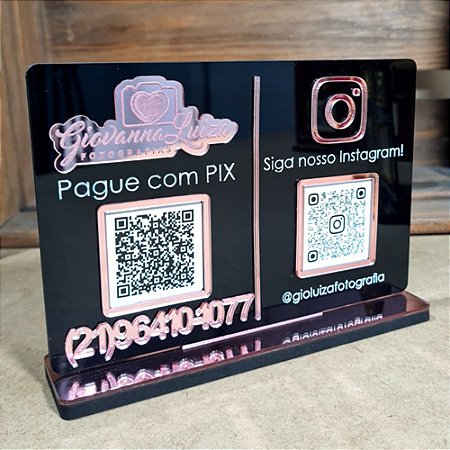 Placa PIX e Instagram QR Code com Logotipo