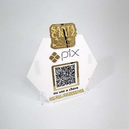 Placa PIX QR Code Hexagonal com Logotipo